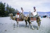 I za časů socialismu lidé vymýšleli, jak přilákat co nejvíce turistů. To znázorňuje třeba tato procházka s velbloudy kdesi na pláži v Bulharsku. Rok 1970.