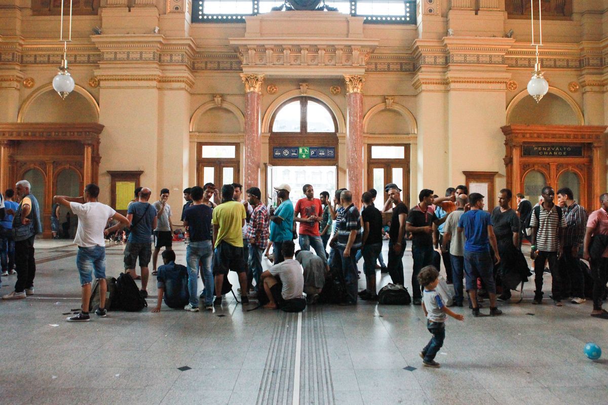 Nádraží Keleti v Budapešti - uprchlíci
