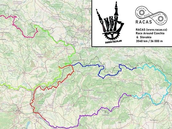 Okolo Česka a Slovenska Trasa cyklistického závodu RACAS 2020