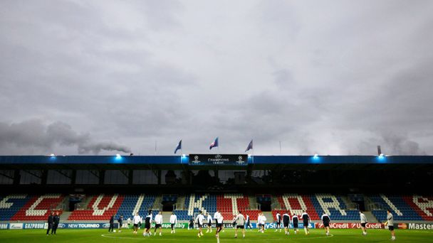 Trénink Manchesteru City v Plzni (Štruncovy sady)