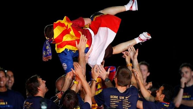 Hráči Barcelony při oslavách
