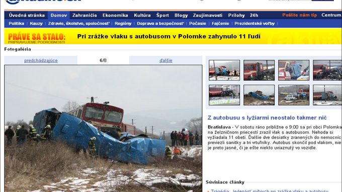 Osobní vlak u slovenského Brezna smetl plně obsazený autobus. Repro - Aktuálně.sk (sita)