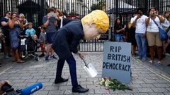 Demonstrace proti britskému premiérovi Borisi Johnsonovi.