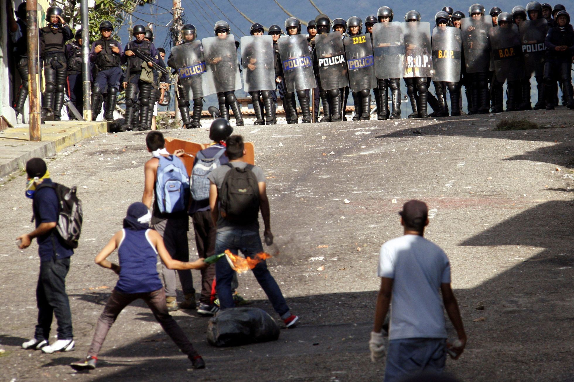 Venezuela - střet demonstrantů s policií