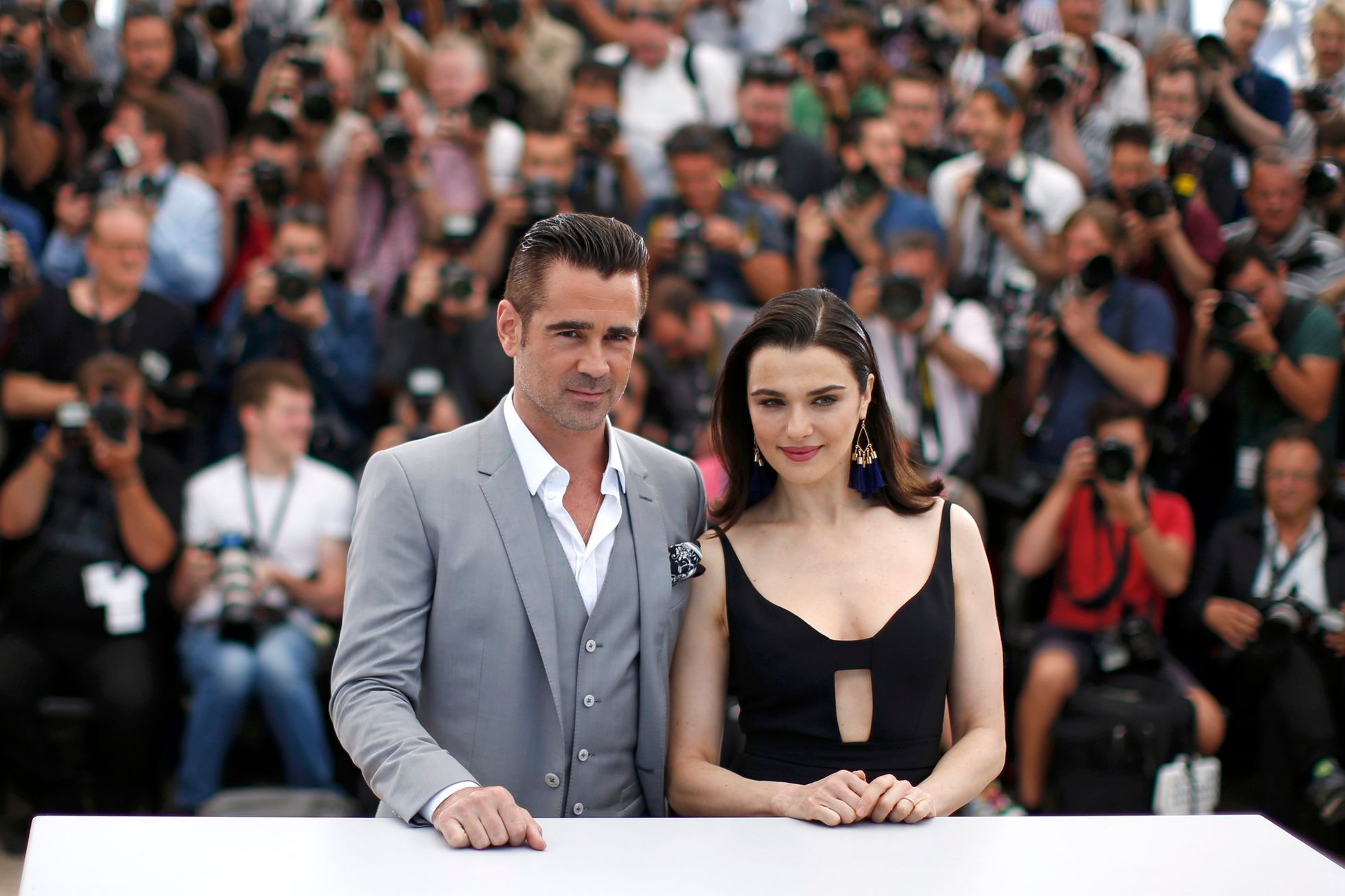 Cast members Rachel Weisz and Colin Farrell pose during a photocall for the film &quot;The Lobster&quot; in competition at the 68th Cannes Film Festival in Cannes