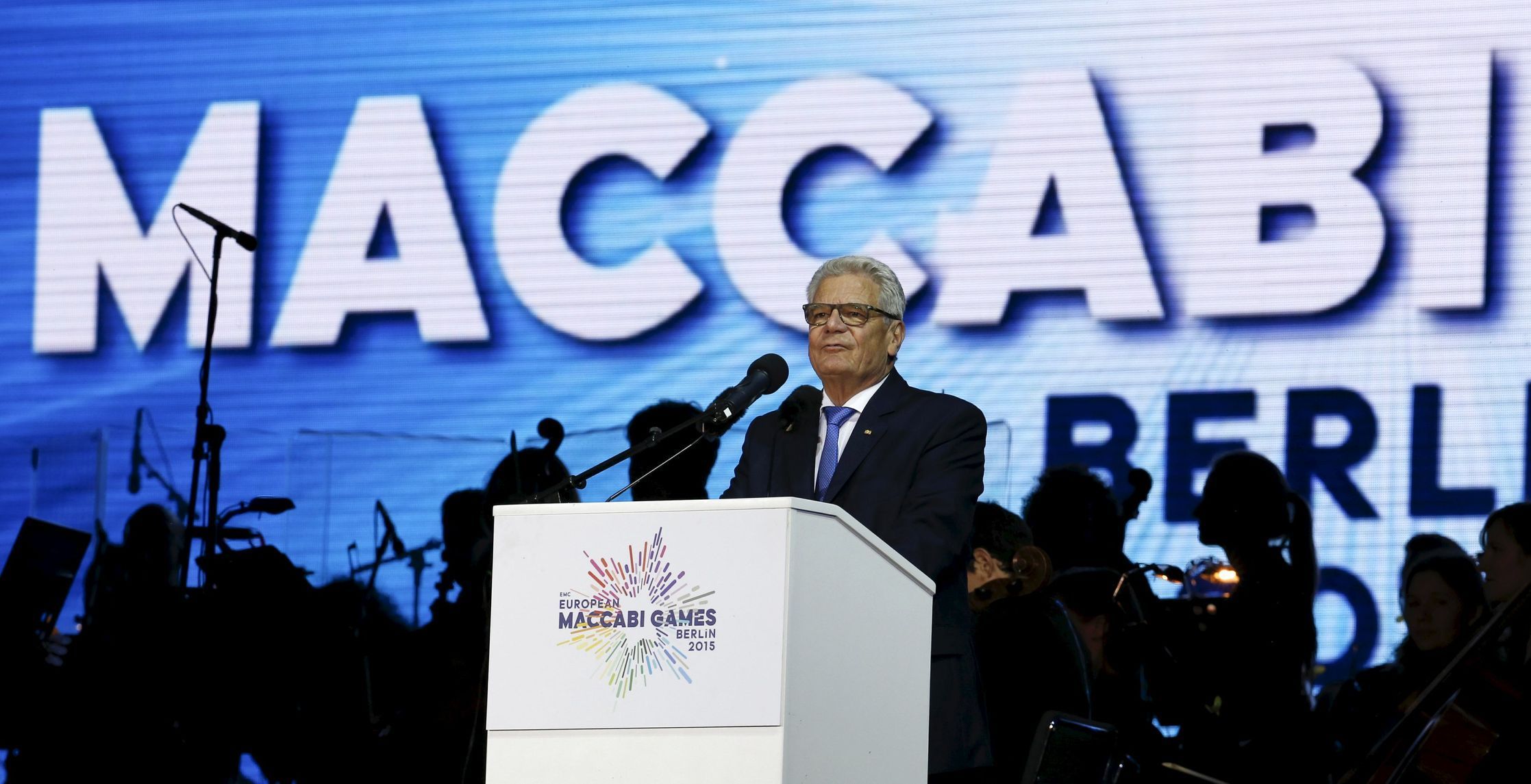 German President Joachim Gauck gives a speech for the opening ceremony of the 14th European Maccabi Games in Berlin