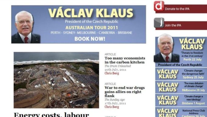 Web institutu, který Klause pozval ohlašuje jeho "Australian Tour 2011"