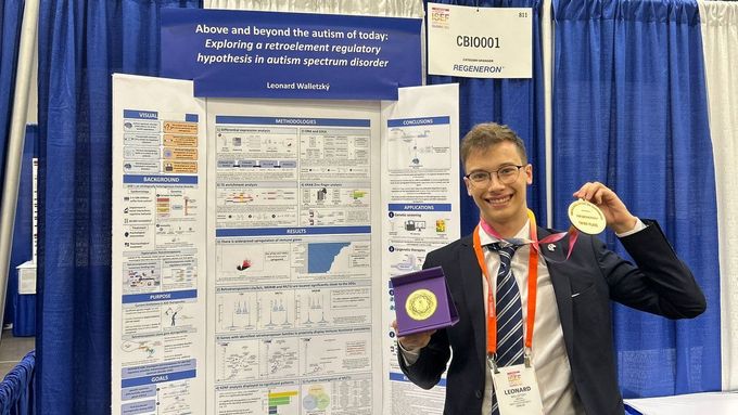 Leonard Walletzký se svým projektem uspěl na mezinárodní soutěži Regeneron ISEF v konkurenci 170 tisíc studentů z celého světa.