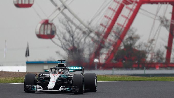 formule 1, 2018, VC Japonska, Lewis Hamilton při tréninku