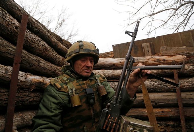Frontová linie na východní Ukrajině.
