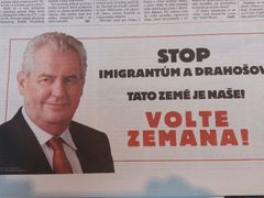 Některé noviny 18. ledna otiskly inzeráty pro Miloše Zemana a proti Jiřímu Drahošovi. Nic nečekaného, opakuje se jen to, co se stalo před pěti lety.