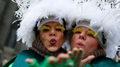 Women dressed in costumes celebrate during &quot;Weiberfastnacht&quot; (Women's Carnival)) in Cologne