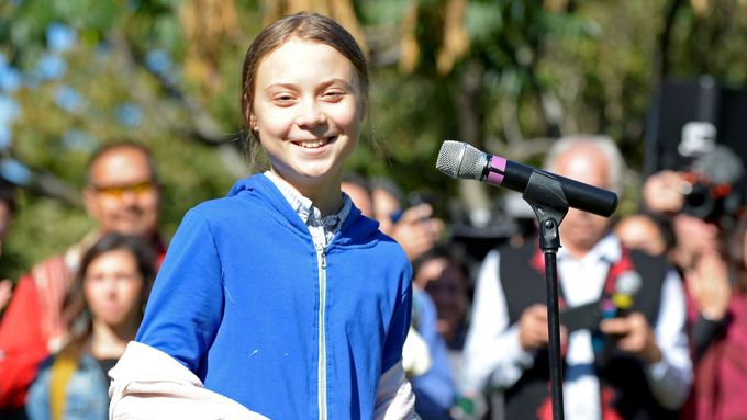 Švédská ekologická aktivistka Greta Thunbergová během jedné z mnoha stávek za klima