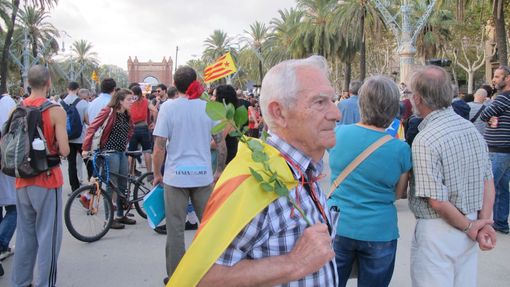Zastánci nezávislosti Katalánska v Barceloně.