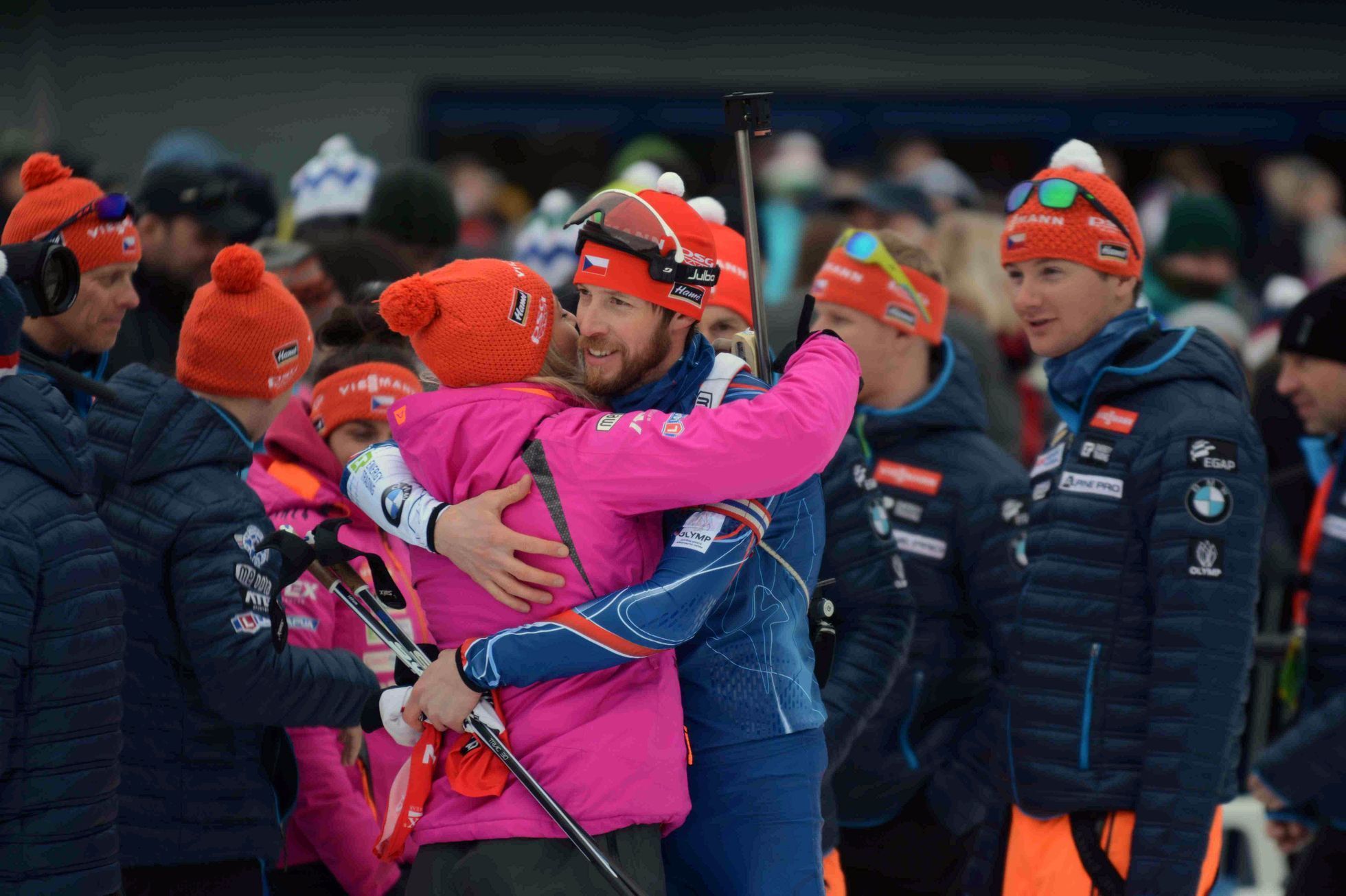 Biatlon, exhibiční supersprinty v Břízkách 2018: Jaroslav Soukup a Veronika Zvařičová