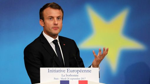 Francouzský prezident Emmanuel Macron na pařížské Sorbonně.