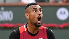 Nick Kyrgios v zápase s Rafaelem Nadalem v Indian Wells 2022