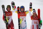 Stříbrná Wendy Holdenerová, zlatá Frida Hansdotterová a bronzová Katharina Gallhuberová ze slalomu na ZOH 2018