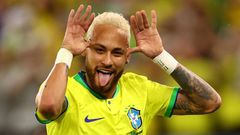 Neymar slaví gól v osmifinále MS 2022 Brazílie - Jižní Korea