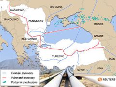 Podívejte se na zamýšlené trasy plynovodů South Stream a Nabucco.