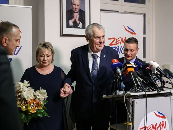 Výzva k volbě Zemana pro členy ANO Miloš Zeman na TK po prvním kole prezidentských voleb 2018
