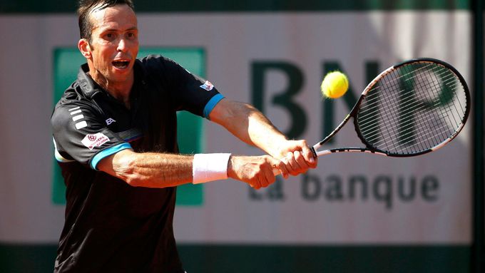 Radek Štěpánek při zápase 2. kola French Open s Tomášem Berdychem.