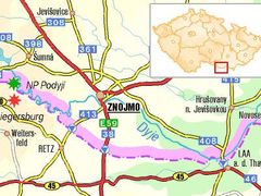 Dyje vytváří v Jihomoravském kraji státní hranici mezi Českou republikou a Rakouskem.