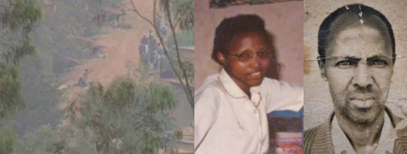 Oběti rwandské genocidy - Justine a její otec Kabaga. Hutuové je zabili na ulici, vraždu natočila kamera. Thompson je jako první indentifikoval 15 let po jejich smrti.