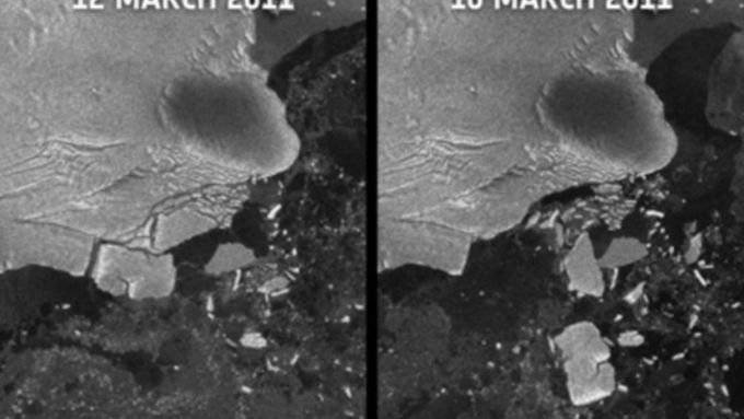 Záběr z družice ESA z 12. března, den poté, co Japonsko zasáhla tsunami.