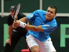 Francouz Tsonga v utkání proti Radku Štěpánkovi.