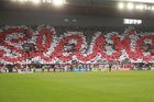Fanoušci Slavie v zápase 2. kola nadstavby F:L Slavia Praha - Viktoria Plzeň