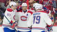 Tomáš Plekanec z Montrealu slaví gól v NHL