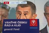 Andrej Babiš na obrazovce ve volebním štábu Petra Pavla po prohraném prvním kole