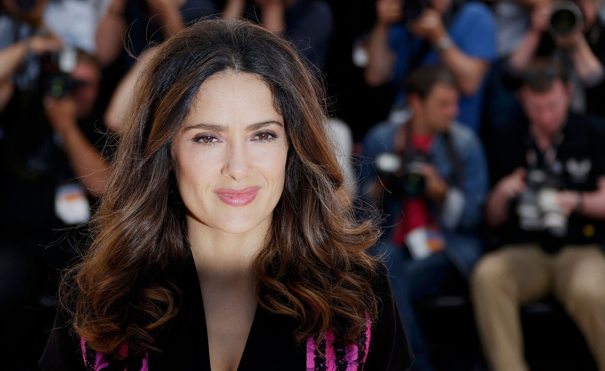 Producer Salma Hayek poses during a photocall for &quot;Tribute to animated films&quot;, a special screening of extracts from Khalil Gibran's The Prophet out of competition at the 67th Cannes Film Fes