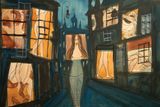 František Hudeček: Ulice v době, kdy jdou ženy spát, 1943, akvarel, tužka, papír