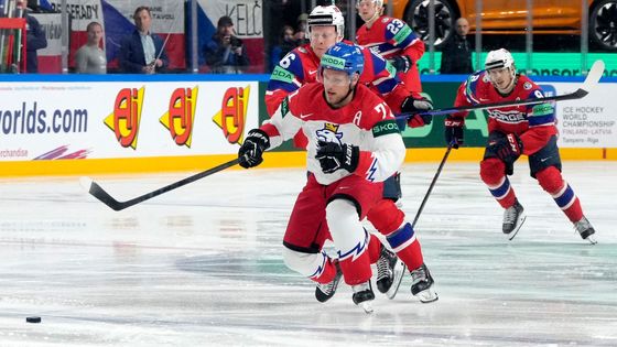 Vladimír Sobotka a Ole Einar Engeland Andersen iv zápase Česko - Norsko na MS 2023