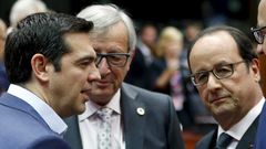 Eurosummit o Řecku - Tsipras, Juncker, Hollande