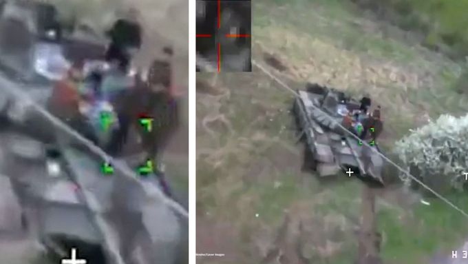 Ukrajinci zveřejnili záběry z paluby sebevražedného dronu. Rusové na nich hledí vstříc smrti.