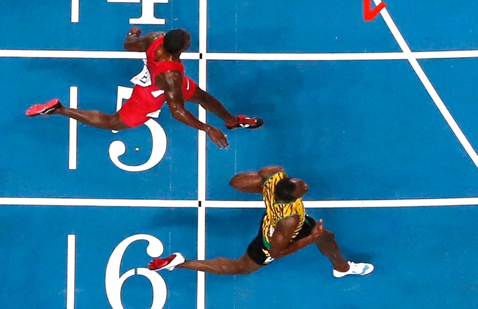 MS v atletice 2013, 100 m - finále: Justin Gatlin a Usain Bolt