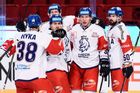 hokej, Švédské hry 2020, Česko - Rusko, radost českých hokejistů