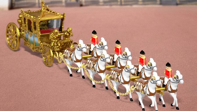 Model britského královského kočáru od značky Matchbox.