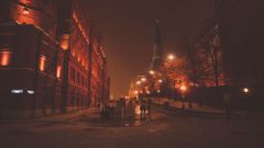 Noční Rudé náměstí v Moskvě.