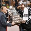 Los Angeles Kings' Justin Williams is presented with the Conn Smythe trophy after NHL Stanley Cup Finals in Los Angeles