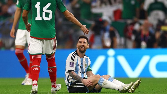 Lionel Messi v utkání proti Mexiku.