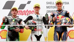 Moto3, VC Malajsie: Jakub Kornfeil, Francesco Bagnaia, Bo Bendsneyder