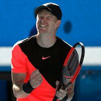 Kyle Edmund Kyle Edmund ve čtvrtfinále Australian Open 2018
