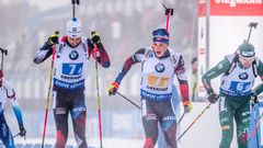 SP v biatlonu 2018/19, Oberhof, štafeta mužů: Tomáš Krupčík (vlevo) a Jakub Štvrtecký