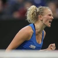 Kateřina Siniaková Kateřina Siniaková ve finále Fed Cupu 2018 Česko - USA