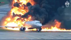 Hořící letadlo Aeroflotu