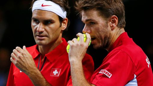 Roger Federer a Stanislas Wawrinka v Davis Cupu